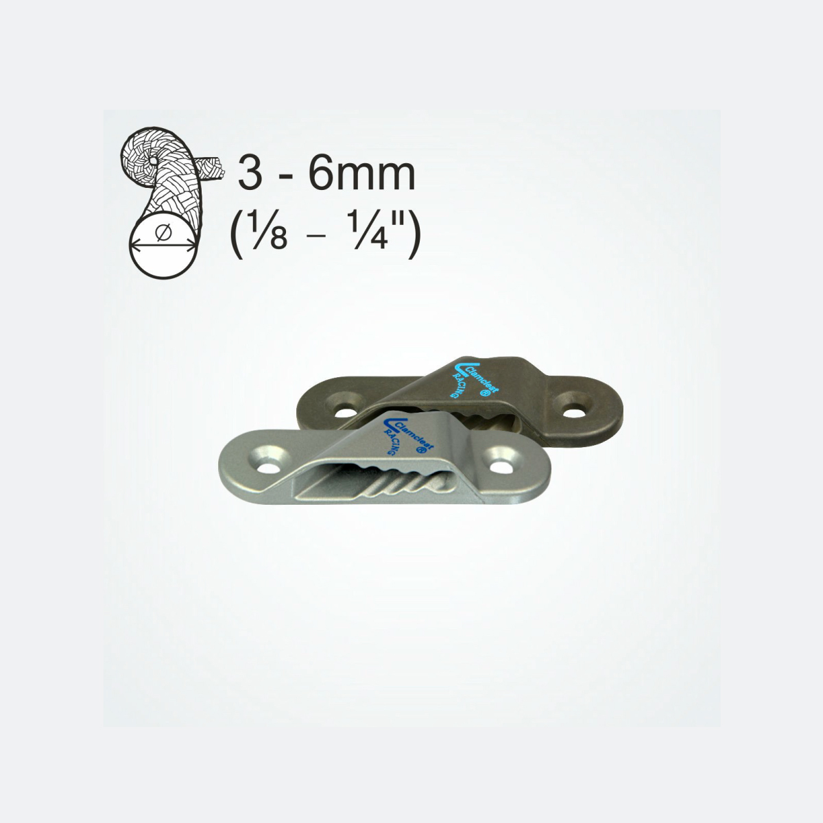 Clamcleat Power Grip 2 – Fixation Pour Cordage 3 à 6 Mm – Pour Voile, Bateau, Applications Nautiques